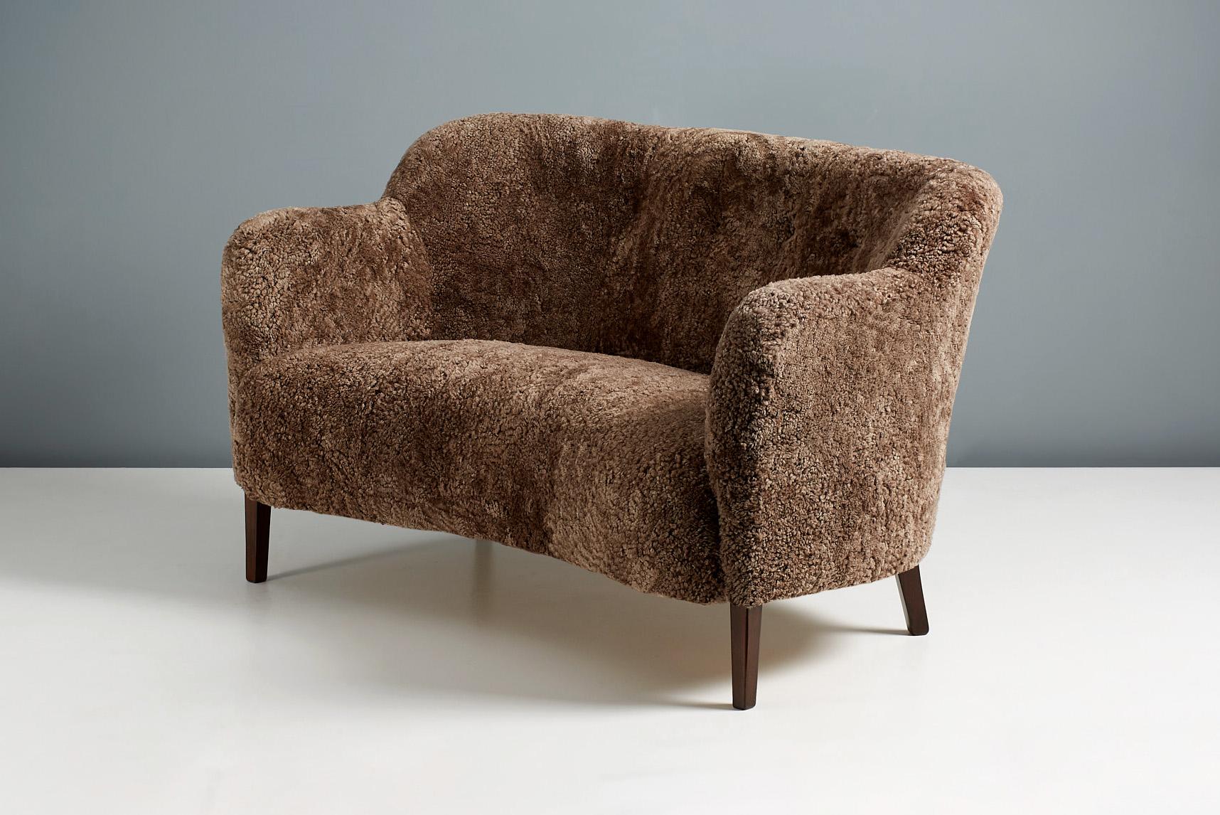 Scandinavian Modern Custom Made Sheepskin Sofa by Alfred Kristensen. Available in COM upholstery For Sale