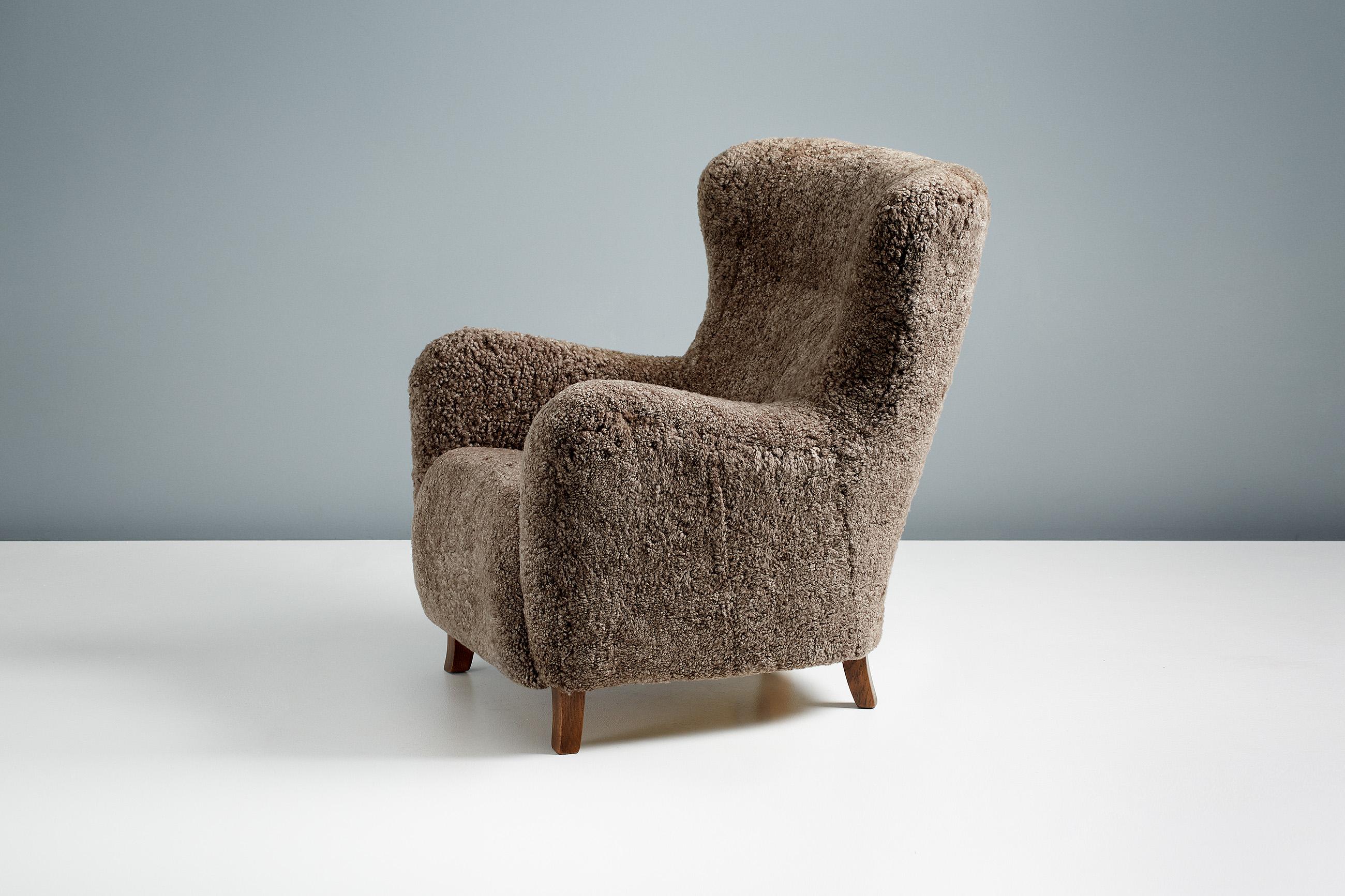 Sampo Wing Chair in Sheepskin by Dagmar For Sale 5