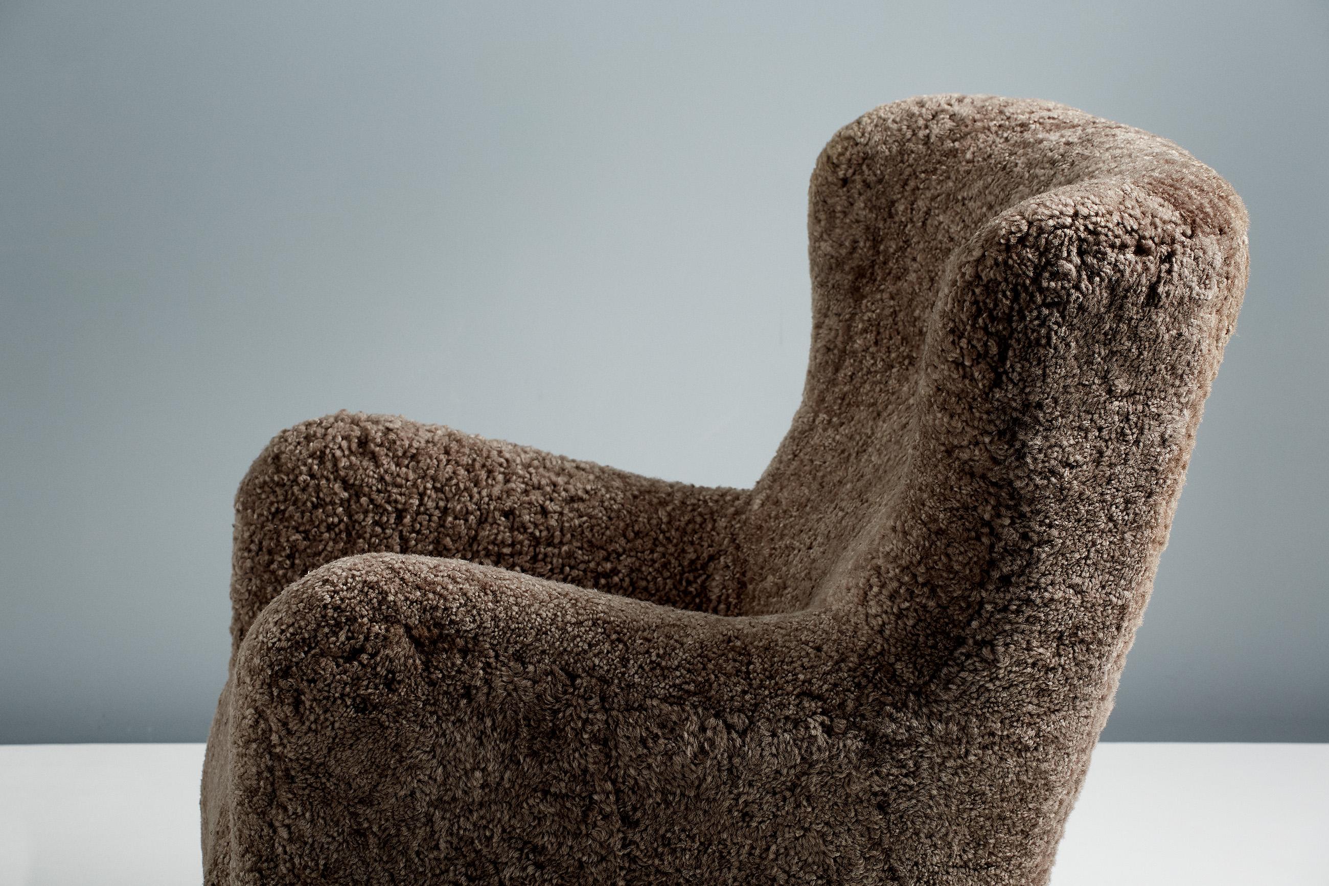 Sampo Wing Chair in Sheepskin by Dagmar For Sale 7