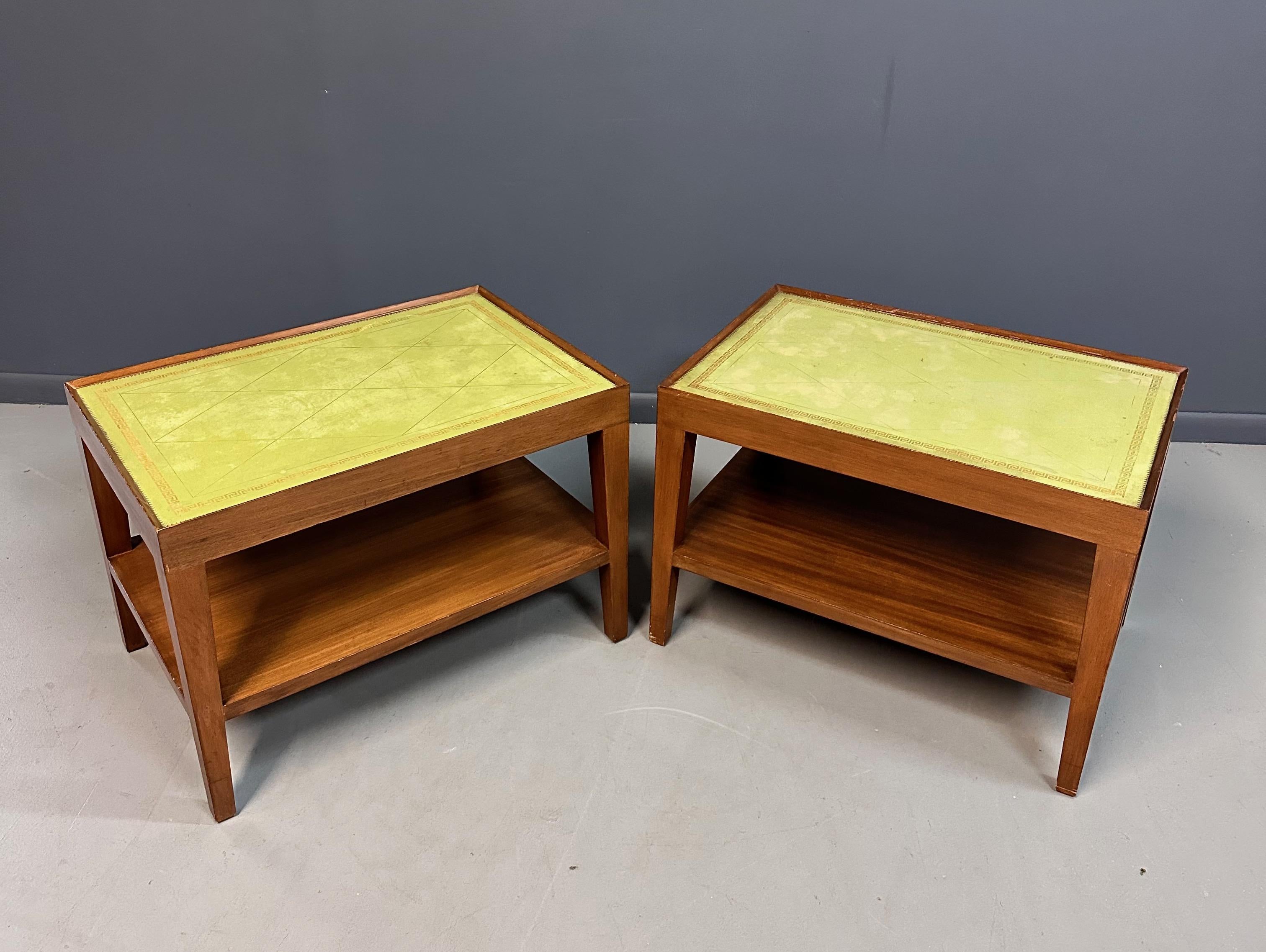 Custom Made Side Tables w/Leather Tops From The House of The Late Gene Wilder For Sale 4
