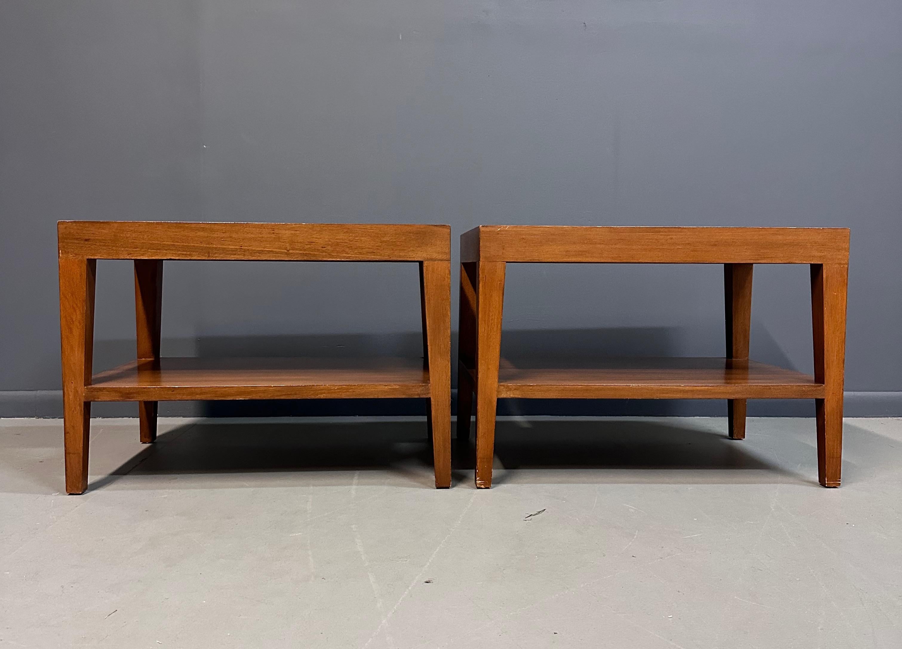 North American Custom Made Side Tables w/Leather Tops From The House of The Late Gene Wilder For Sale