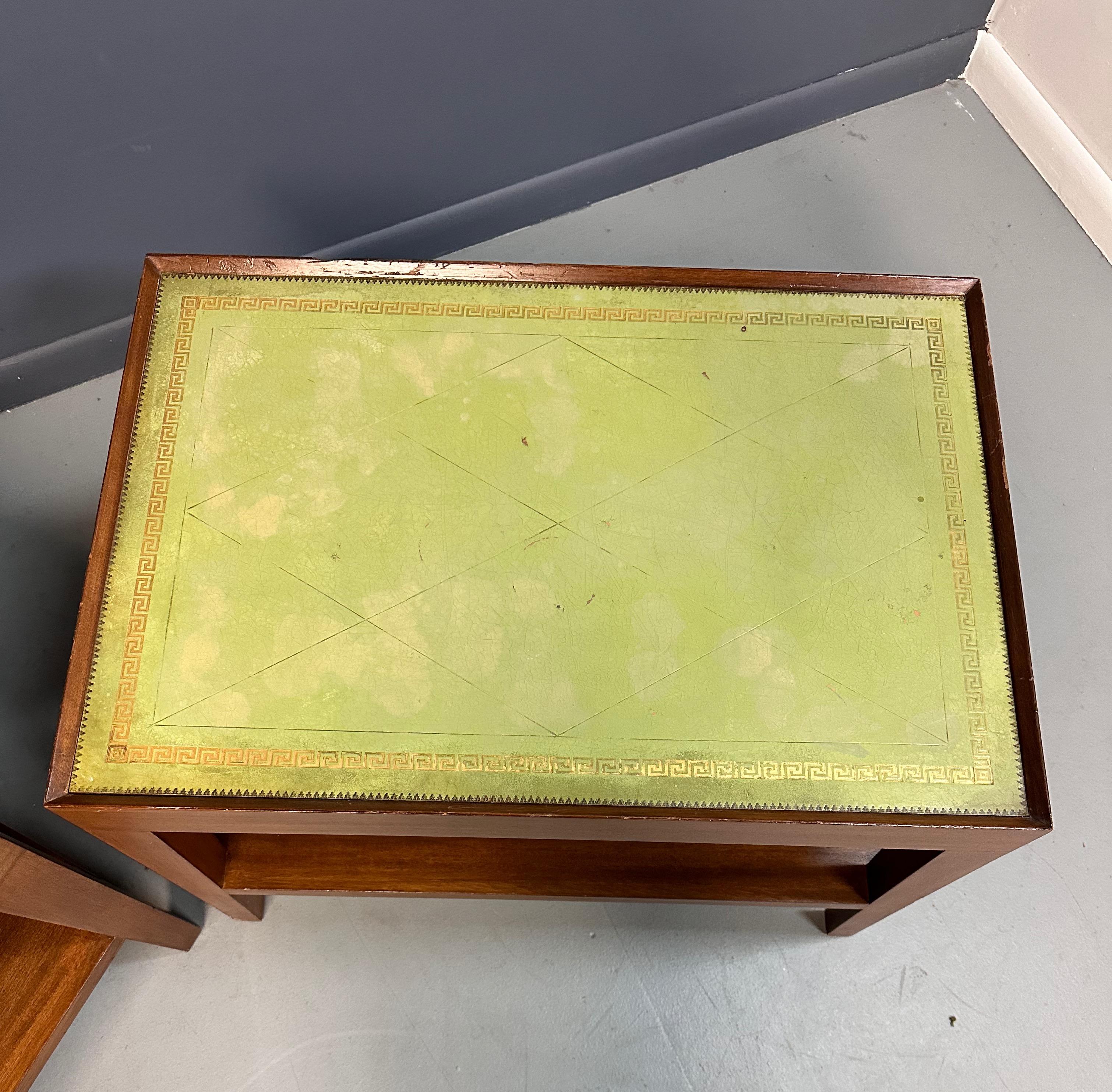 Custom Made Side Tables w/Leather Tops From The House of The Late Gene Wilder In Good Condition For Sale In Philadelphia, PA
