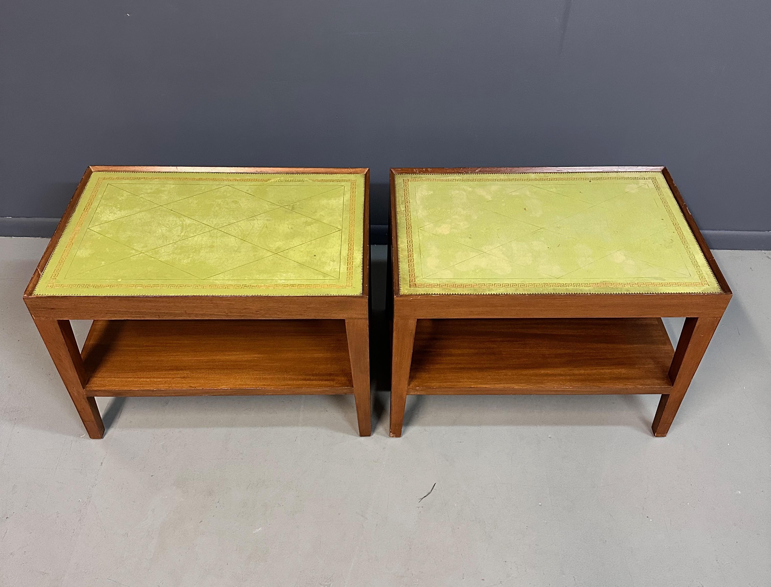 Custom Made Side Tables w/Leather Tops From The House of The Late Gene Wilder For Sale 1