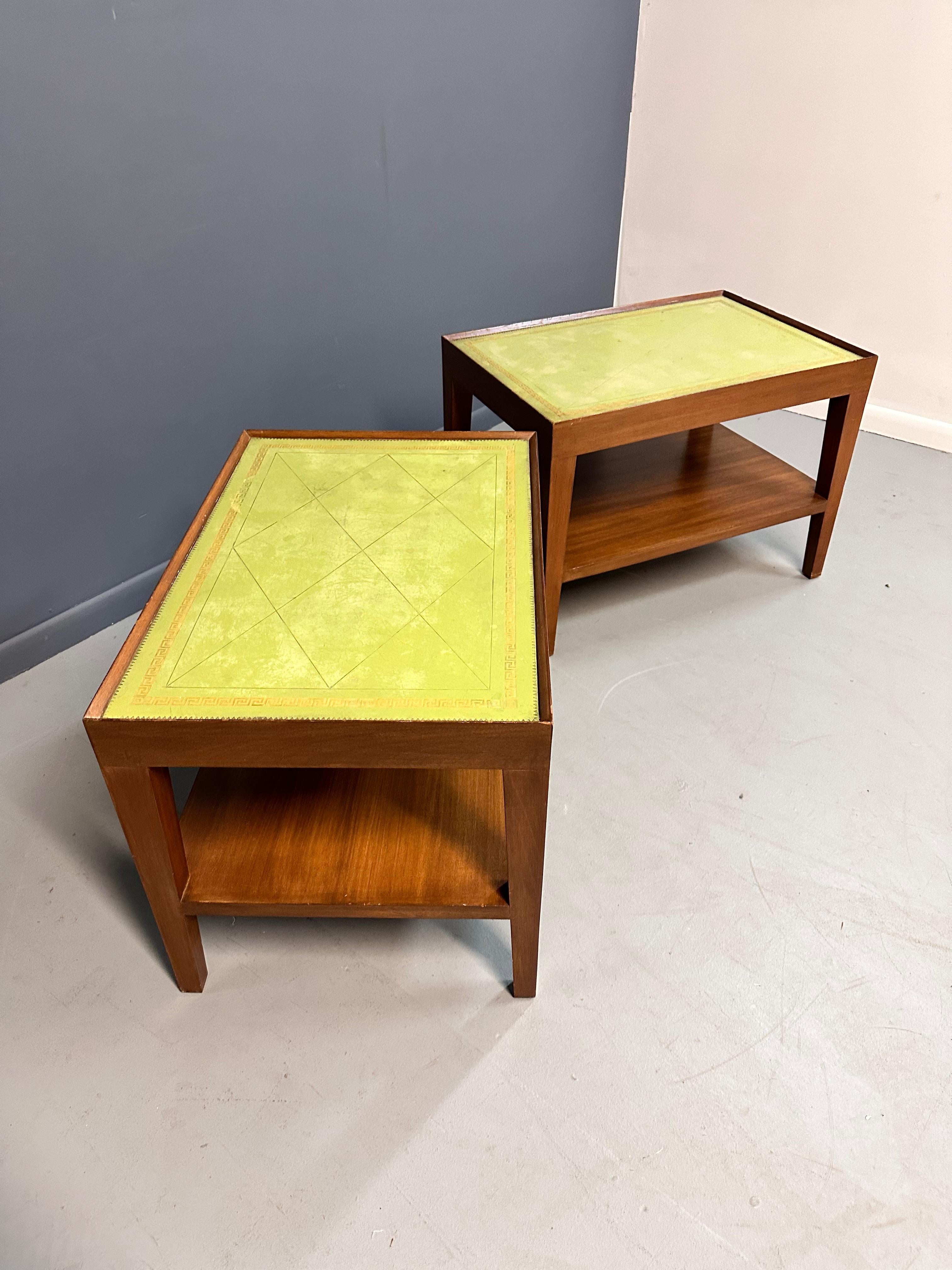 Custom Made Side Tables w/Leather Tops From The House of The Late Gene Wilder For Sale 2