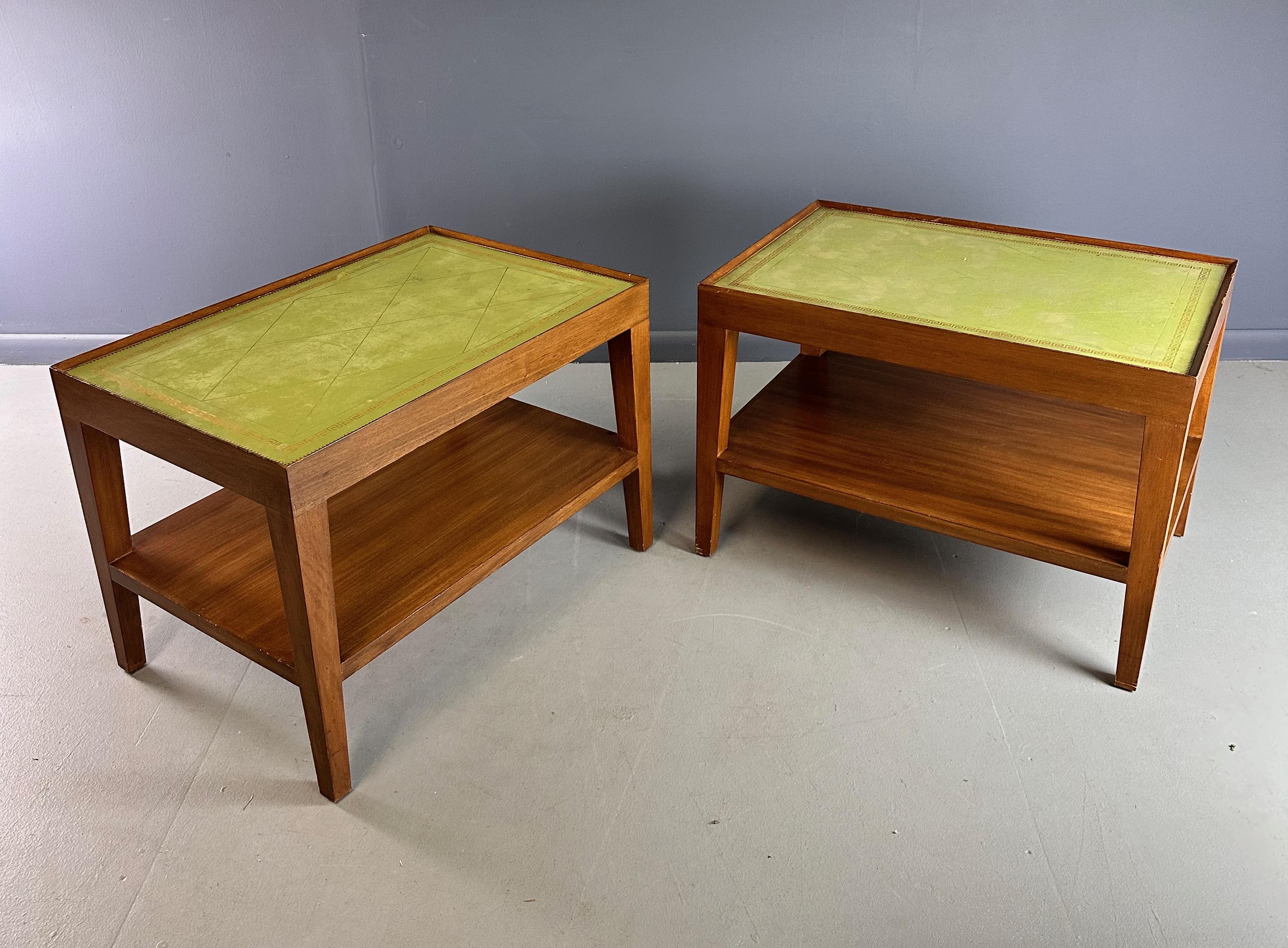 Custom Made Side Tables w/Leather Tops From The House of The Late Gene Wilder For Sale 3