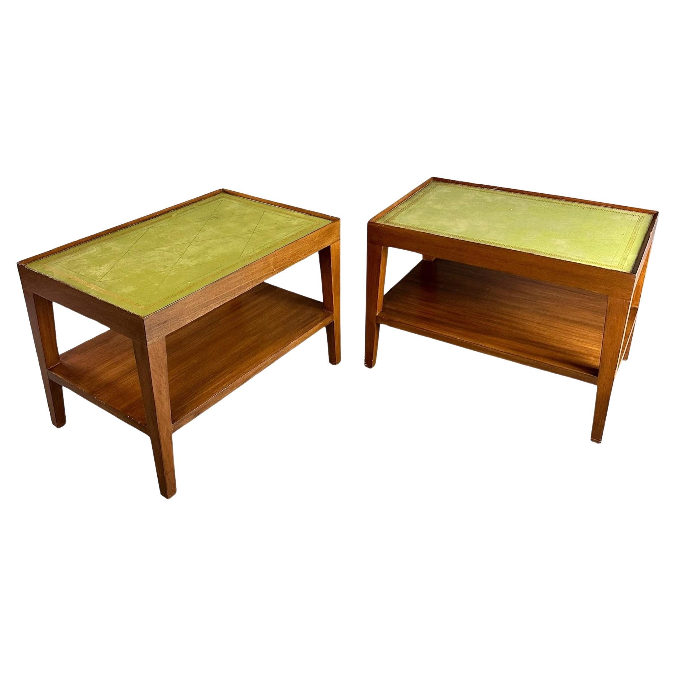 Custom Made Side Tables w/Leather Tops From The House of The Late Gene Wilder