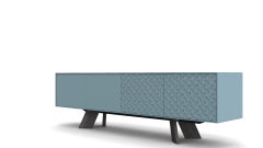 Custom Sea Blue Lacquer Sideboard with Grey Oak, Modern European Design