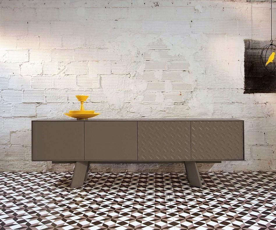 Enfilade fait sur mesure avec des détails brutalistes - laque bleu marine/ chêne gris Neuf - En vente à NEW YORK, NY