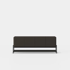 Custom Made Sideboard With Lower Shelf In Dark Grey Matt Lacquer