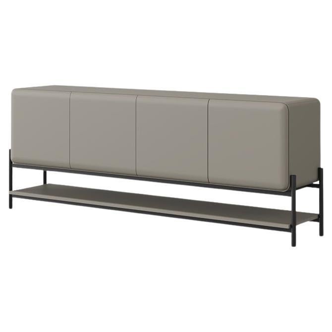 CUSTOM MADE avec étagère inférieure en laque gris clair mat