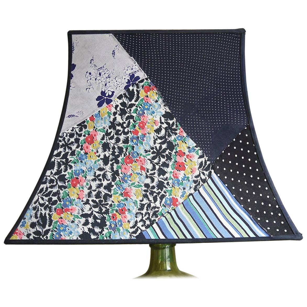 Custom Made Silk Patchwork Vintage Pagoda Lampshade For Sale