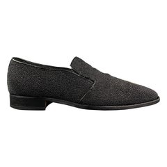 CUSTOM MADE Size 10 Black Textured Stingray Slip On Loafers