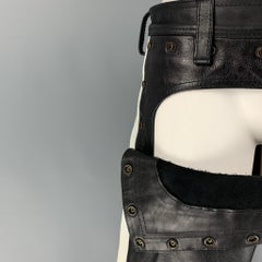 CUSTOM MADE Size 33 Black White Vertical Stripe Leather Casual Pants