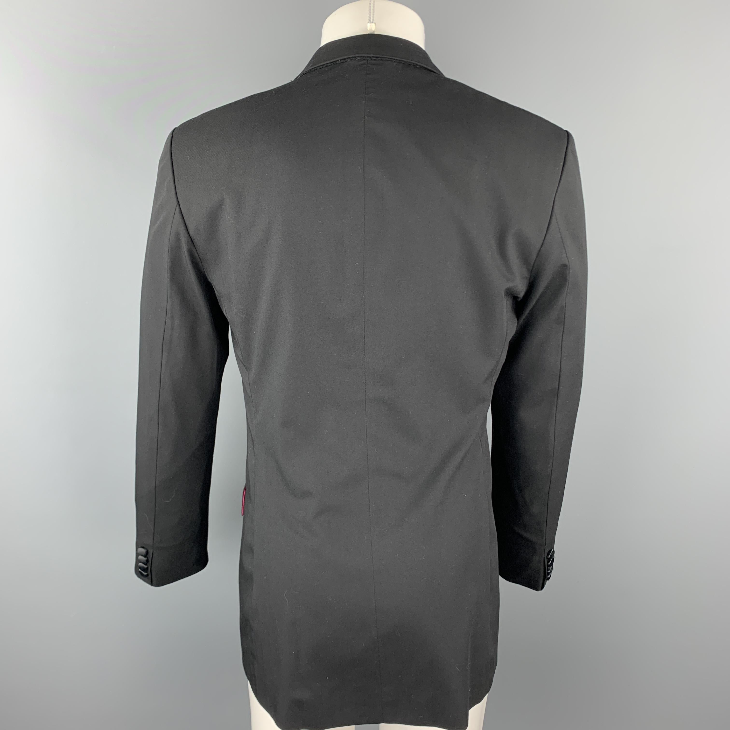 CUSTOM MADE Size 38 Black Solid Wool Peak Lapel Sport Coat For Sale at ...