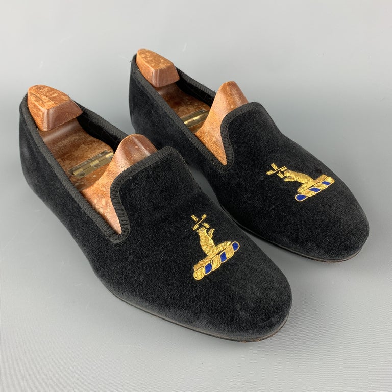 CUSTOM MADE Size 8 Black Embroidery Velvet Slippers Loafers For Sale at  1stDibs | custom made loafers, custom loafers, custom made slippers