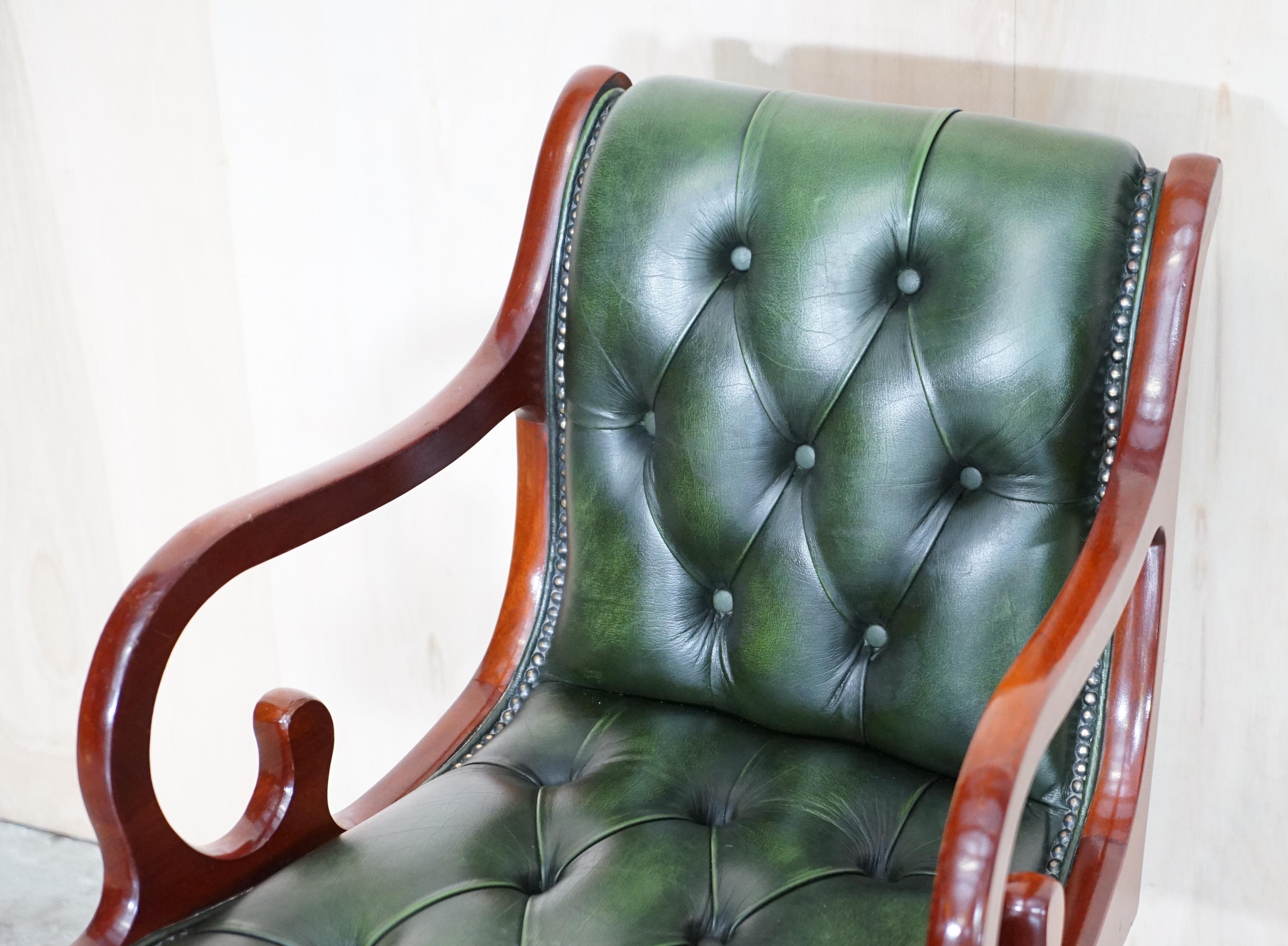 green leather chesterfield swivel chair