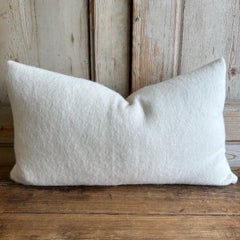Custom Made Snow White Alpaca Wool Lumbar Pillow with Insert