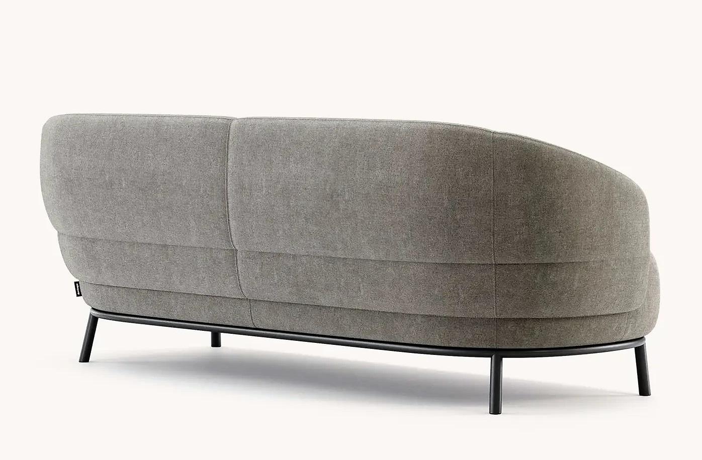 Custom Made Sofa Featuring Horizontal Bands of Haute-Couture Stitching. For Sale 5