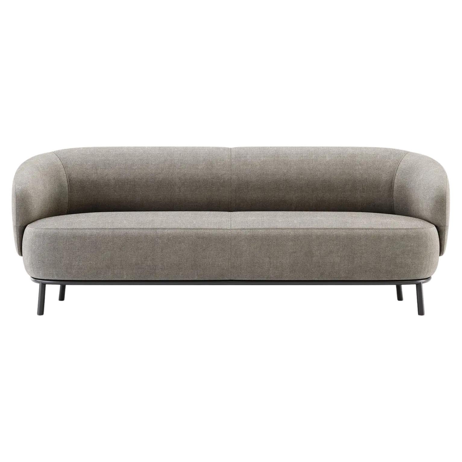Modern Custom Made Sofa Featuring Horizontal Bands of Haute-Couture Stitching.