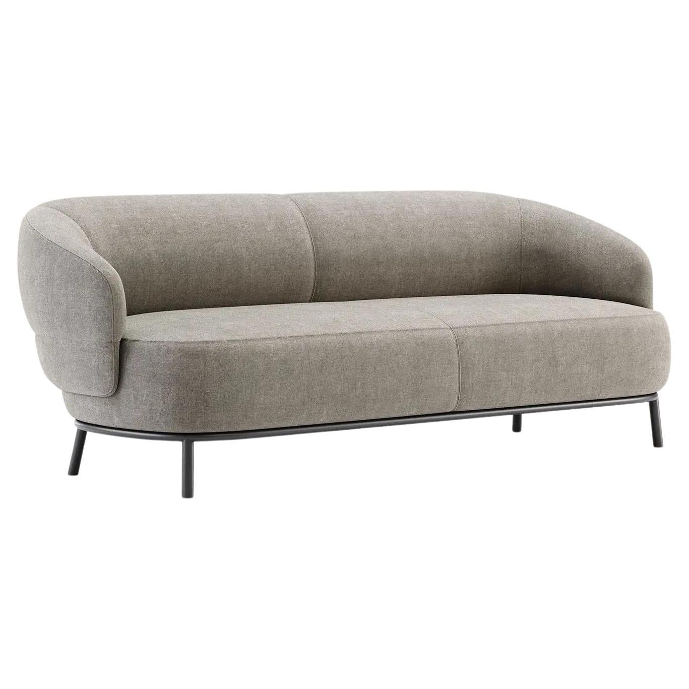 Contemporary Custom Made Sofa Featuring Horizontal Bands of Haute-Couture Stitching. For Sale