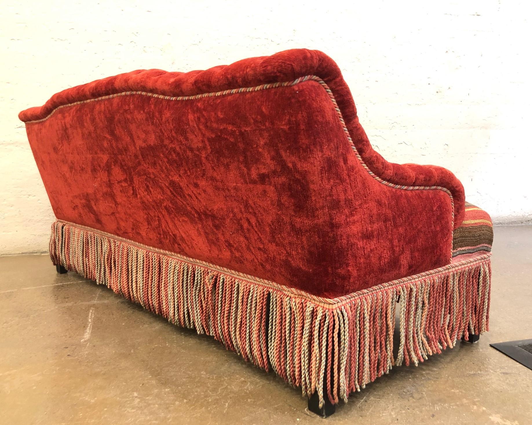 Late 20th Century Custom Made Sofa in Vintage Flat-Woven Kilim