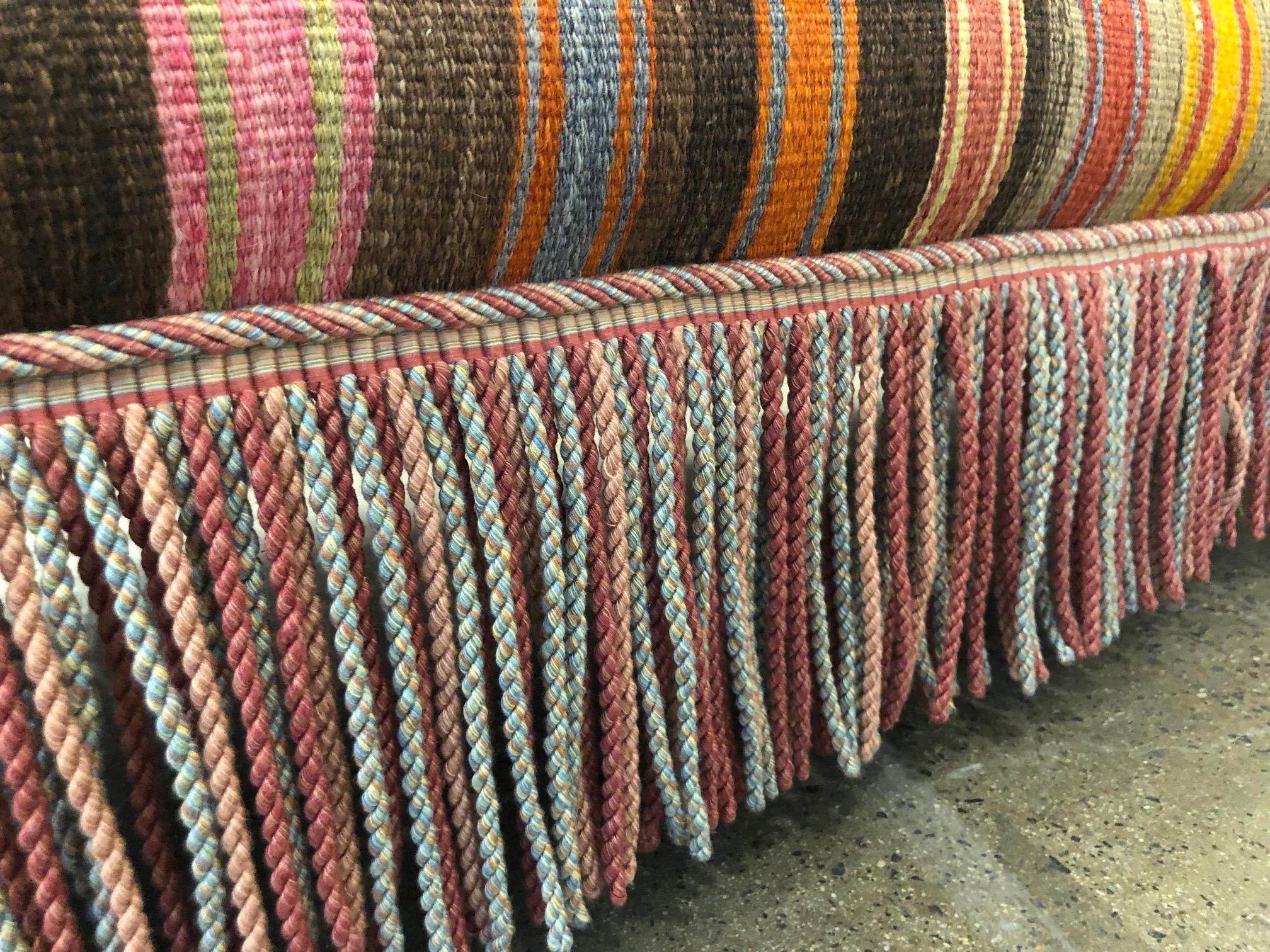 Textile Custom Made Sofa in Vintage Flat-Woven Kilim