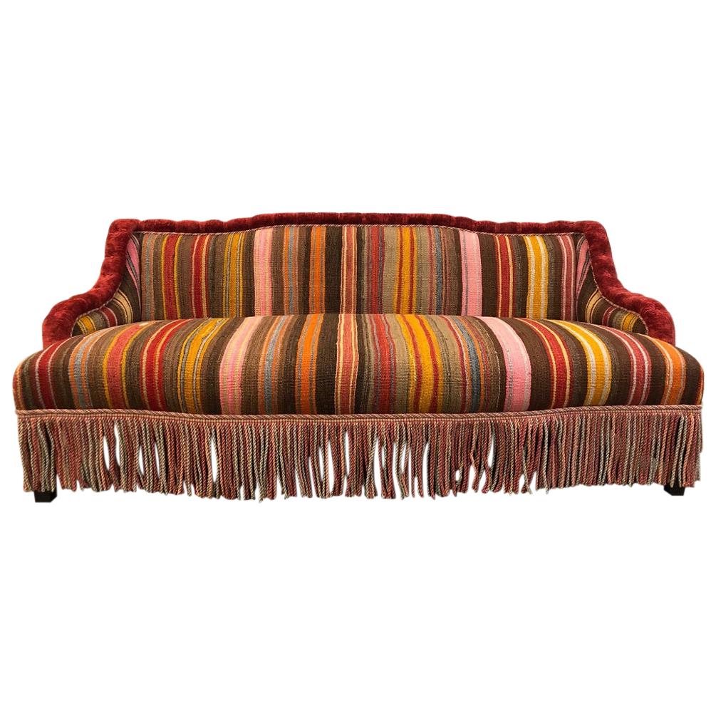Custom Made Sofa in Vintage Flat-Woven Kilim