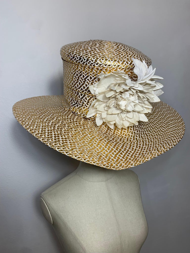Custom Made Spring/Summer Gold and White Straw Medium Brim  display picture 2