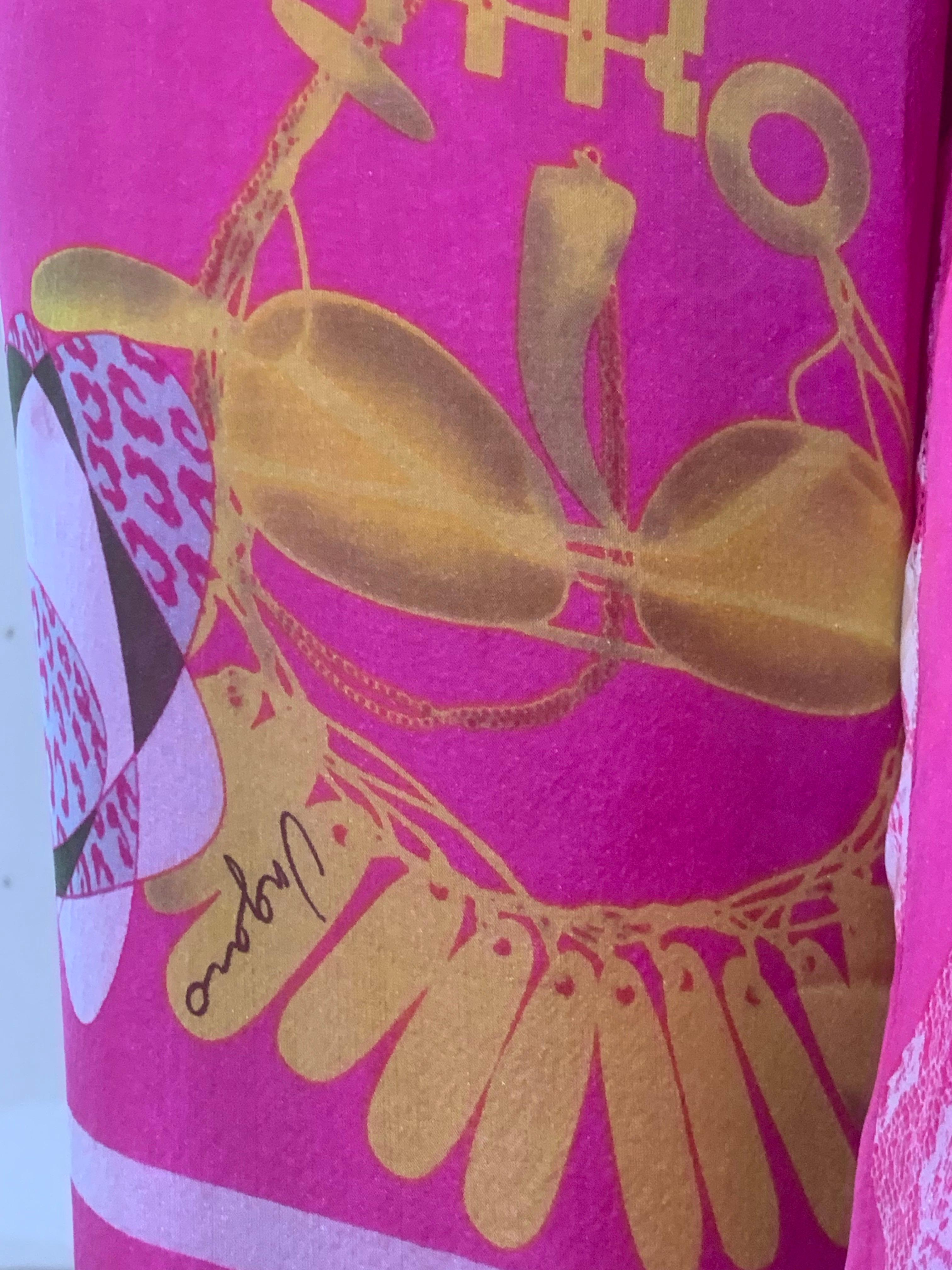 Pantalon en soie du printemps/été sur mesure imprimé Ungaro graphique et floral en vente 8