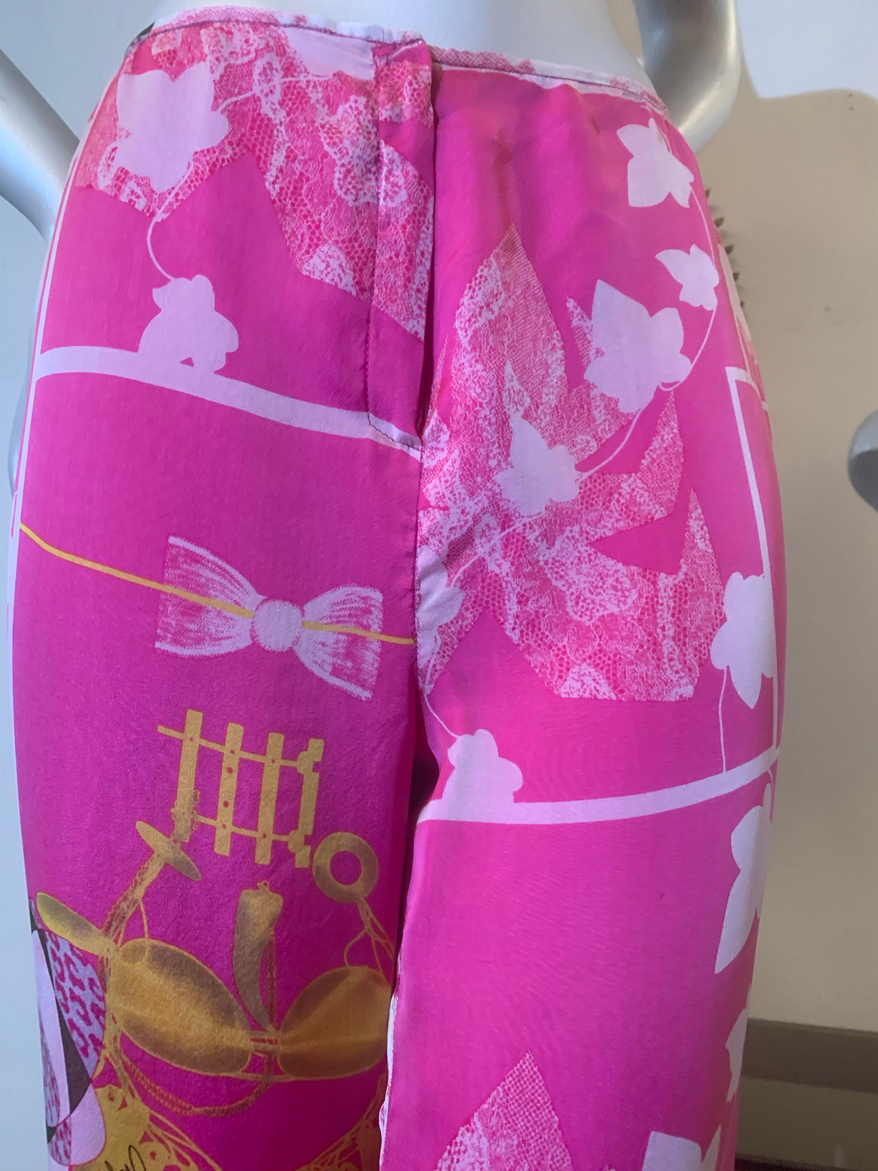 Pantalon en soie du printemps/été sur mesure imprimé Ungaro graphique et floral en vente 3