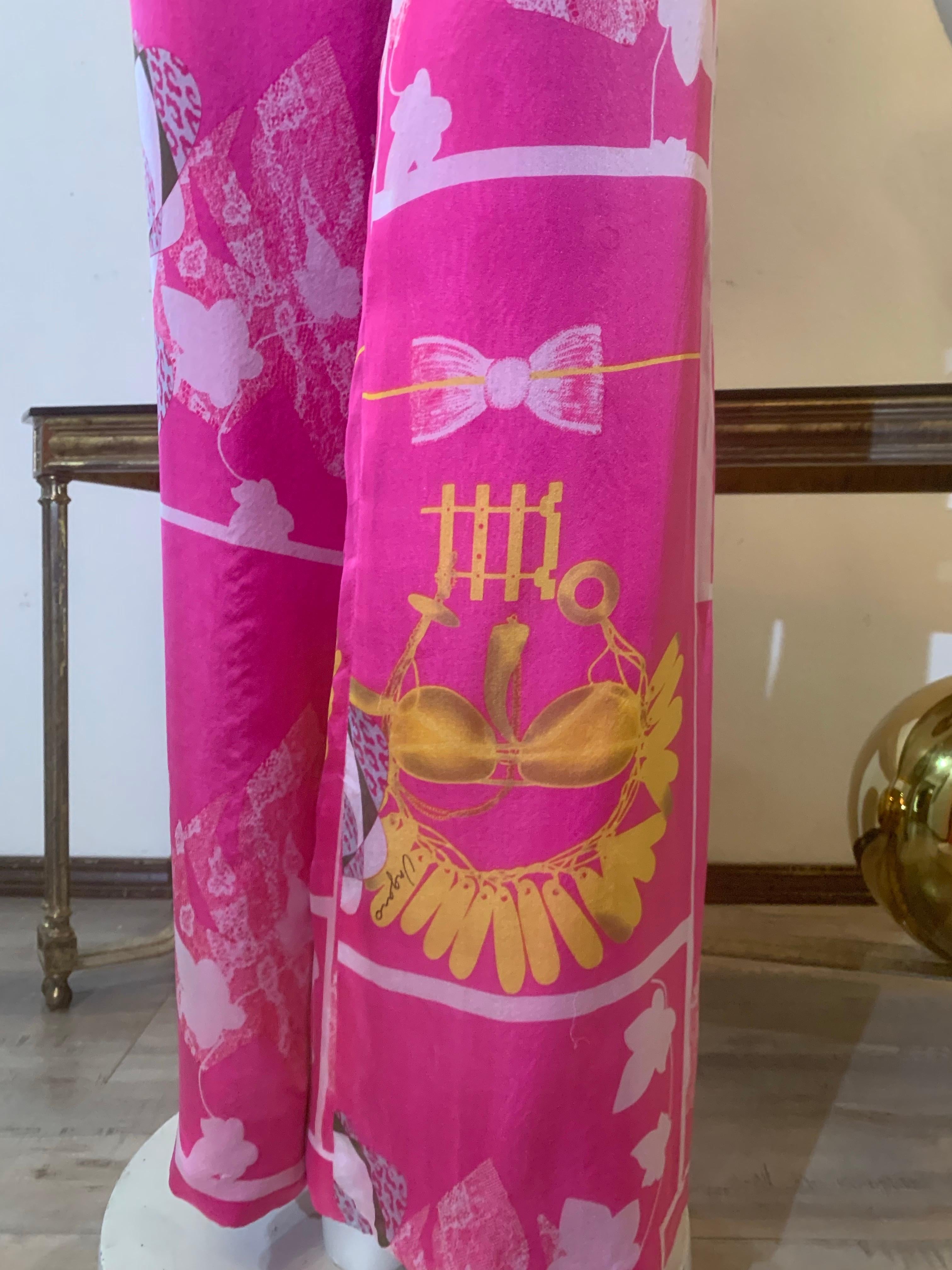 Pantalon en soie du printemps/été sur mesure imprimé Ungaro graphique et floral en vente 4