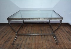 Custom Made Square Glass and Polished Iron Coffee Table by BH & A