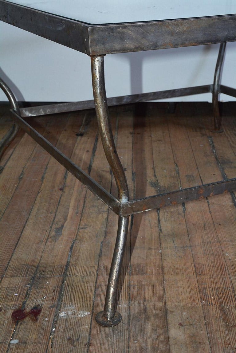 Custom Made Square Glass and Polished Iron Coffee Table by BH and A For