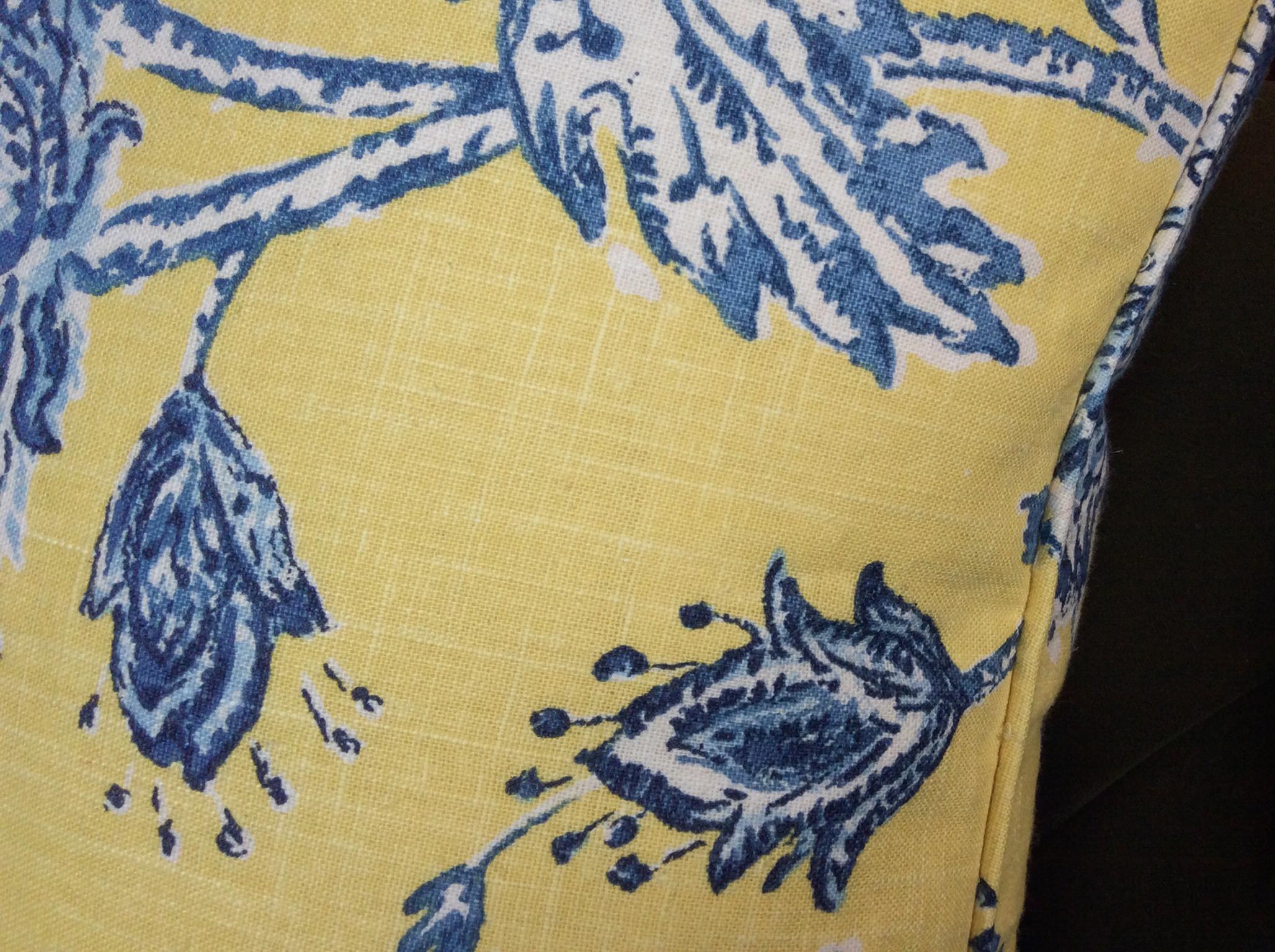 American Custom Made Square Yellow and Blue Floral Pillow