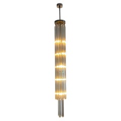 Lustre sur mesure pour cage d'escalier / Tiges Triod en borosilicate Schott, Hongrie, 1992.