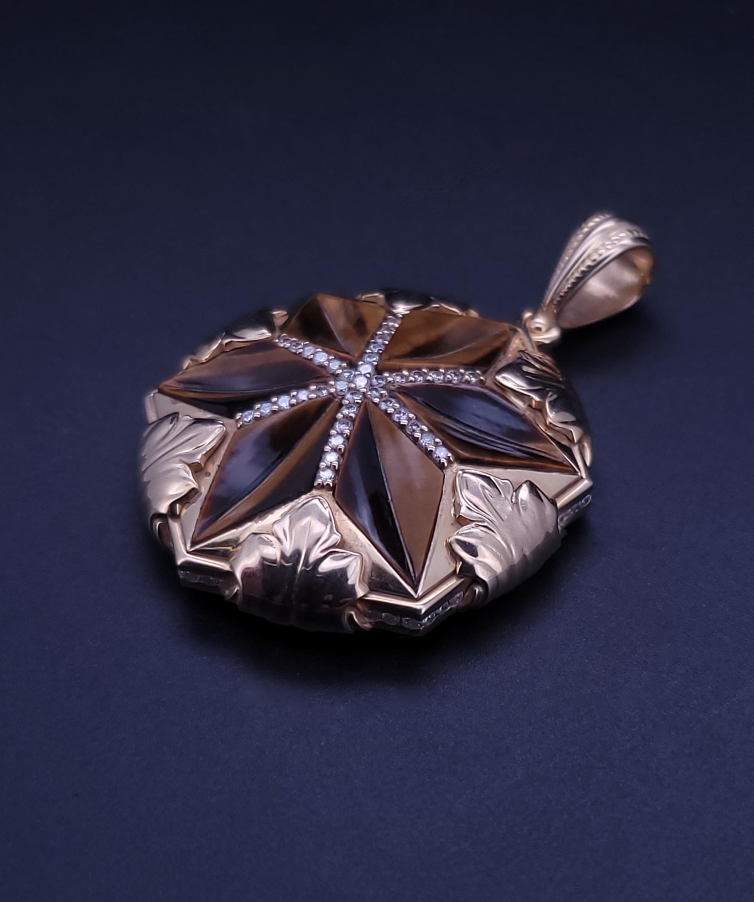 Round Cut Custom Made Star of David 14K Yellow Gold For Sale