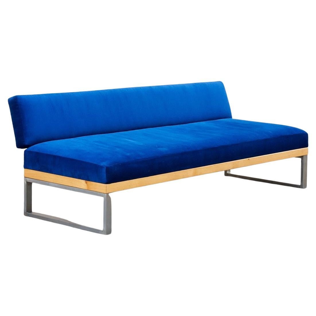 Custom Made Steel, Alder and Velvet Daybed