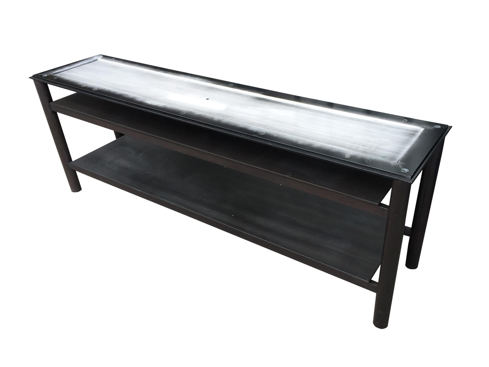 Contemporary Custom Made Steel and Marble Low Sofa Table