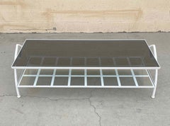 Custom-Made Steel and Smoked Glass Atomic Coffee Table