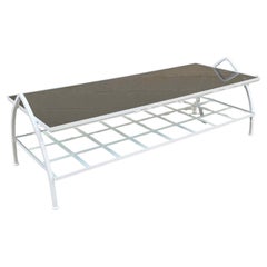 Custom-Made Steel and Smoked Glass Atomic Coffee Table