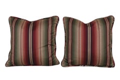 Custom Made Striped 20” Pillows, a Pair