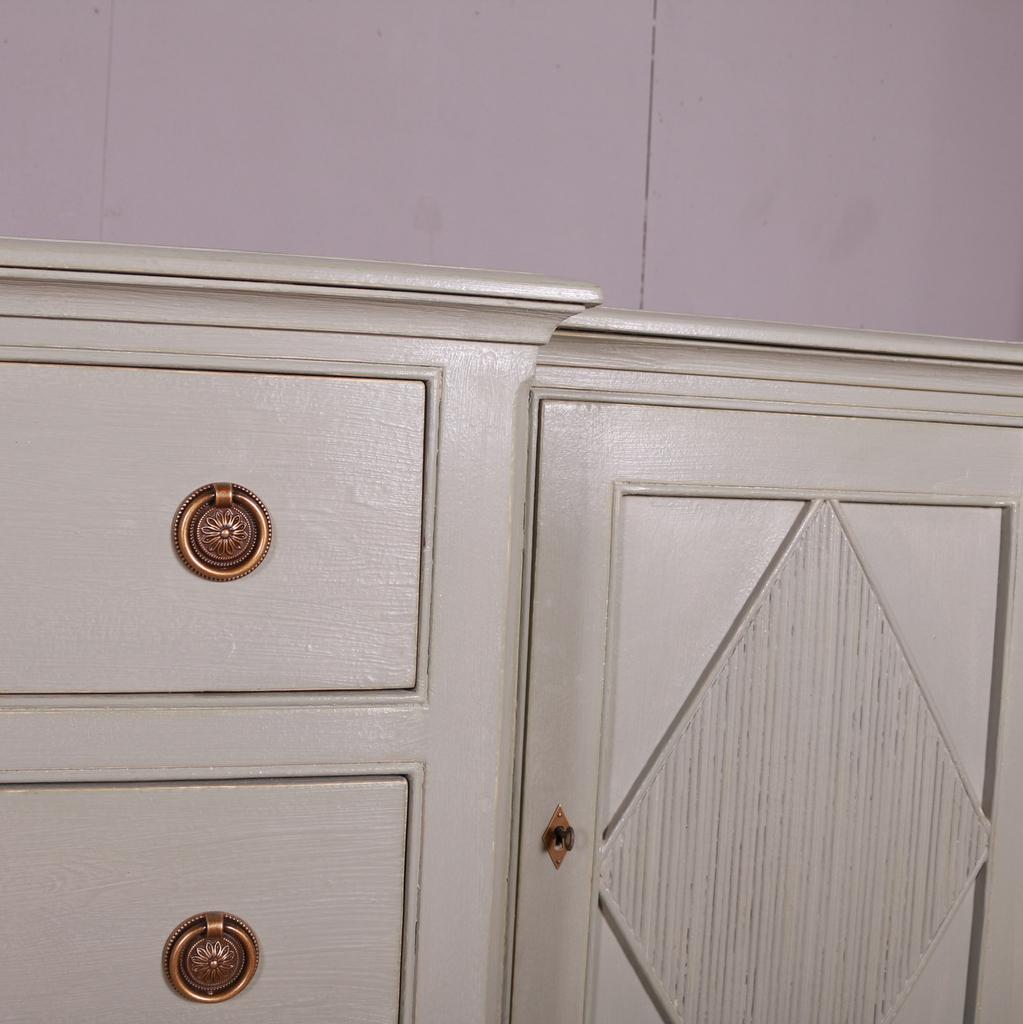 Hand-Painted Custom Made Swedish Style Enfilade For Sale