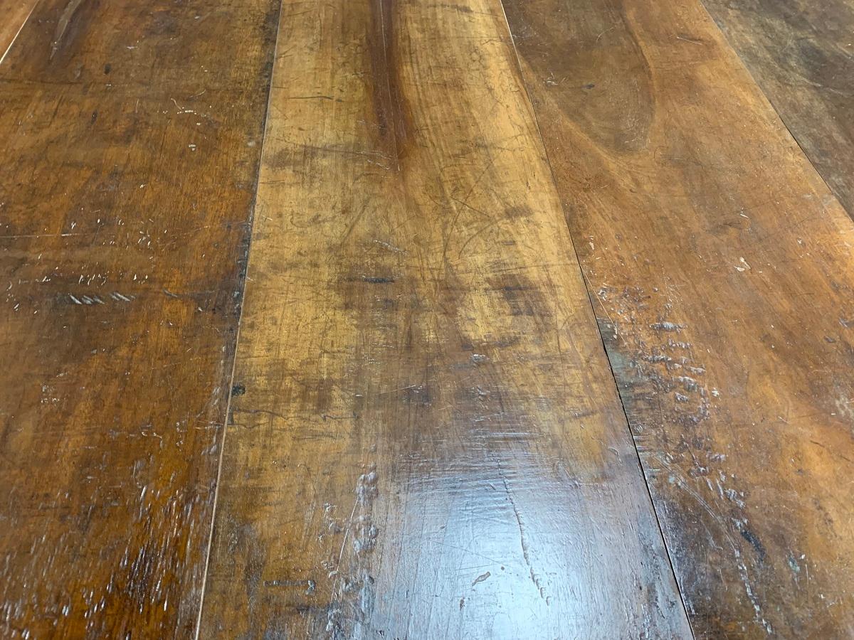 Custom Made Table Old Walnut and Burned Oak For Sale 5