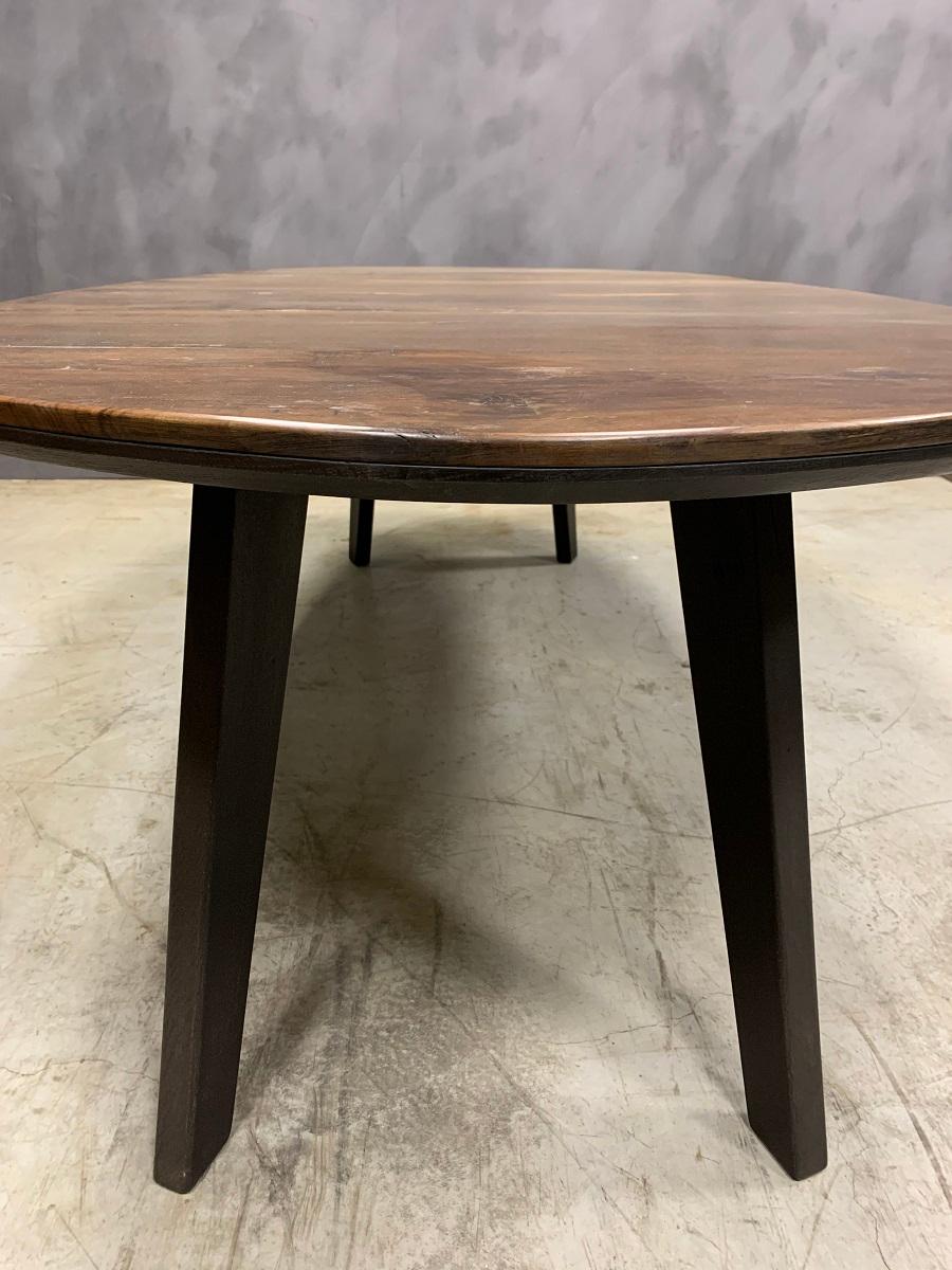 Custom Made Table Old Walnut and Burned Oak For Sale 8