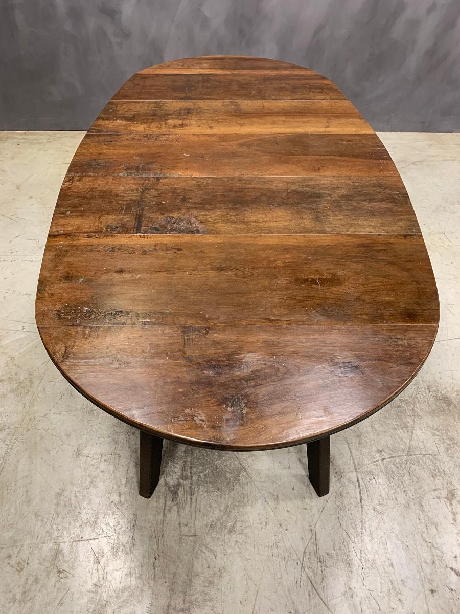 Custom Made Table Old Walnut and Burned Oak For Sale 2