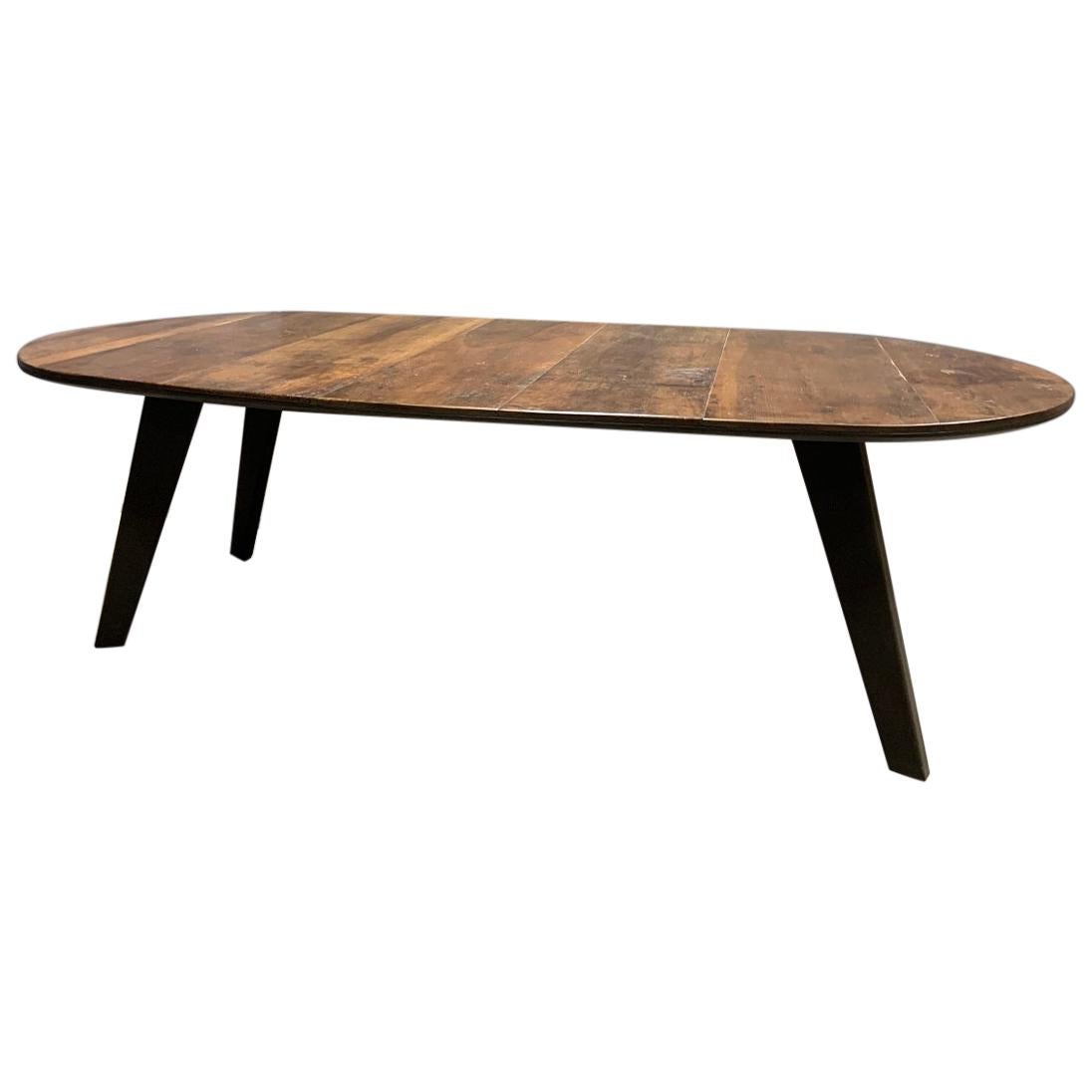 Table sur mesure Noyer ancien et chêne brûlé en vente