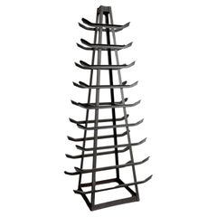 Used Custom-Made Tall Industrial Cast Iron Tower Storage Rack Sculpture