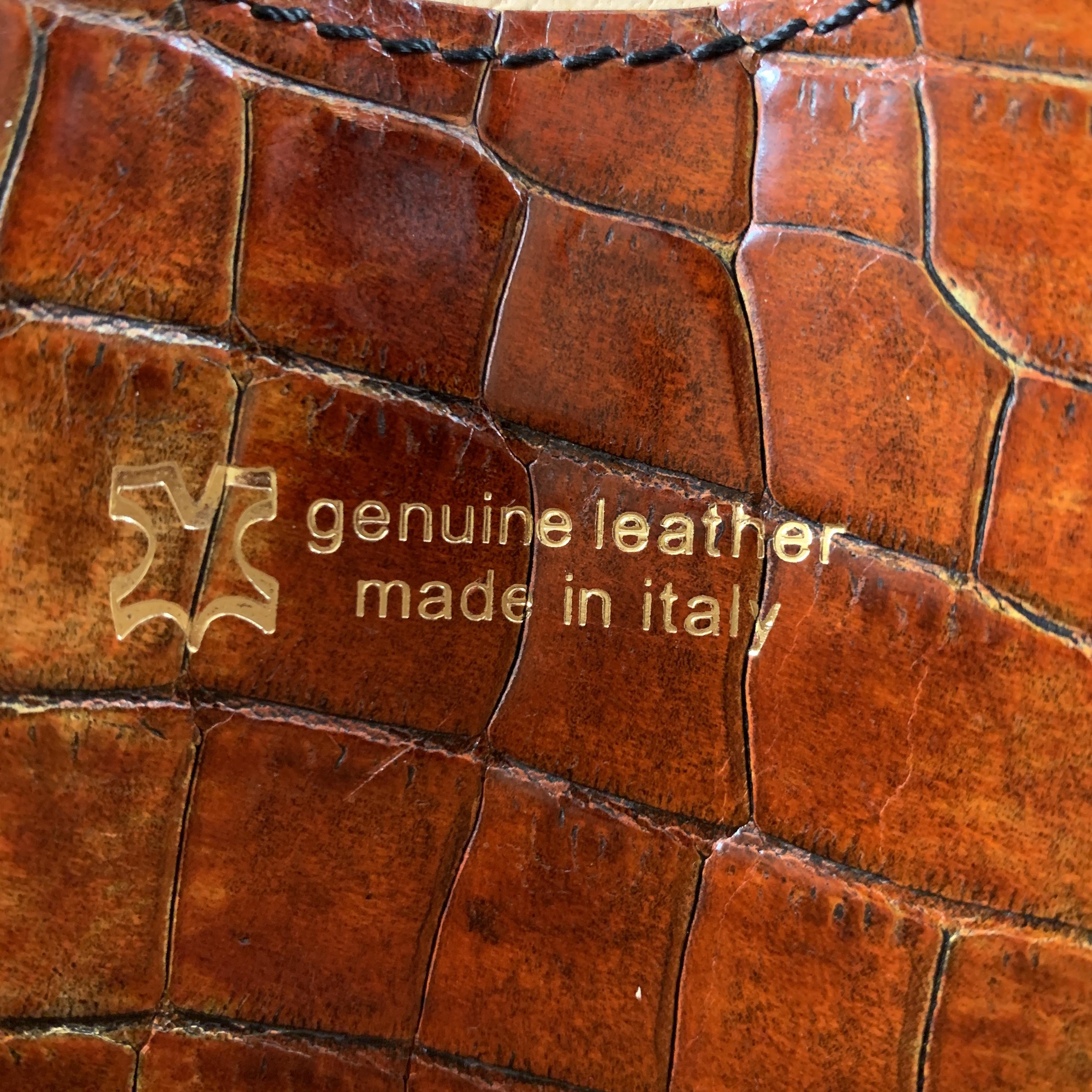CUSTOM MADE Tan Ombre Alligator Embossed leather Shoulder Strap Briefcase 2