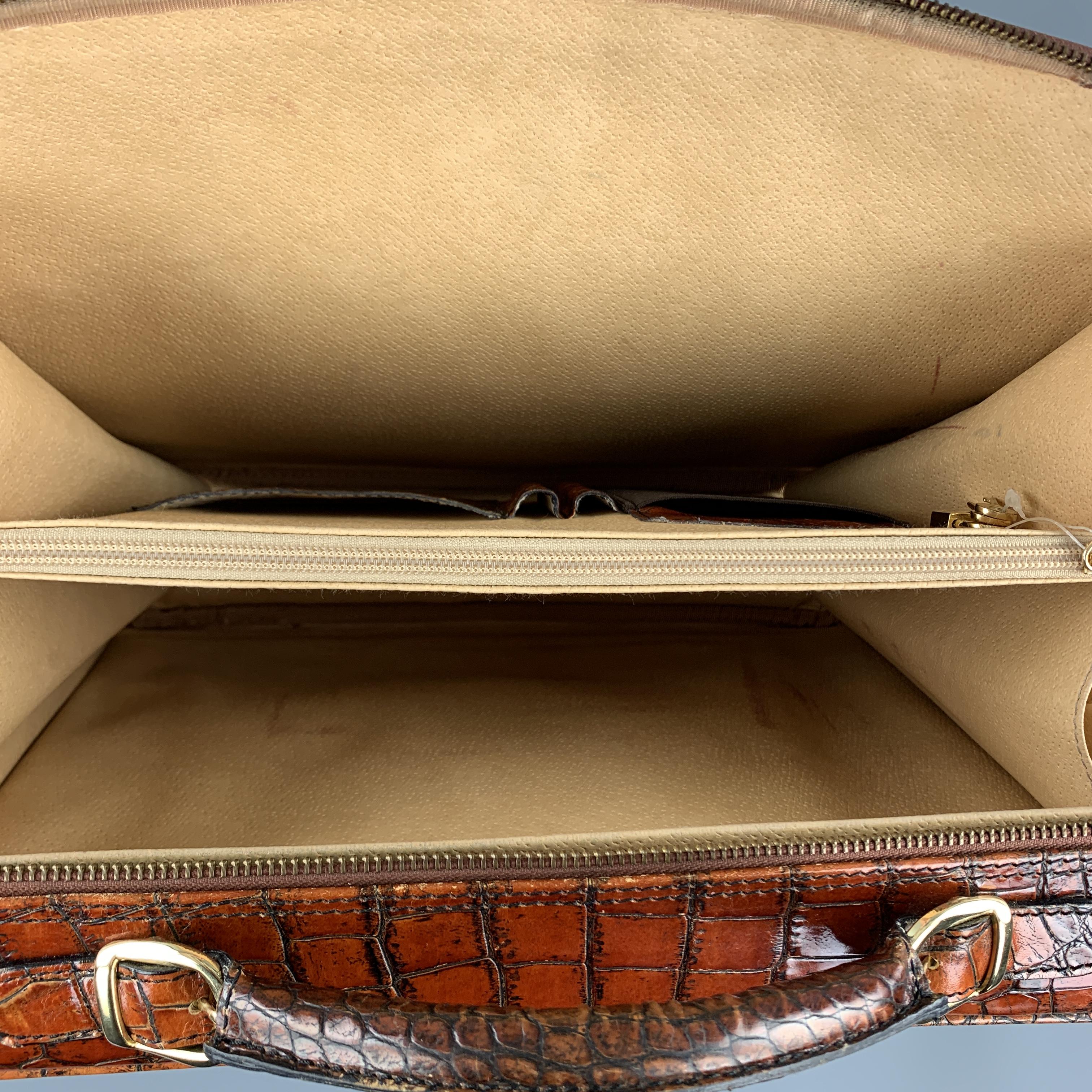 Women's or Men's CUSTOM MADE Tan Ombre Alligator Embossed leather Shoulder Strap Briefcase