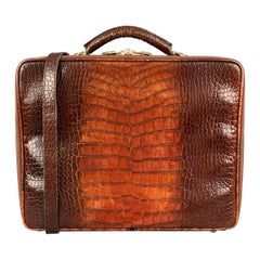 CUSTOM MADE Tan Ombre Alligator Embossed leather Shoulder Strap Briefcase